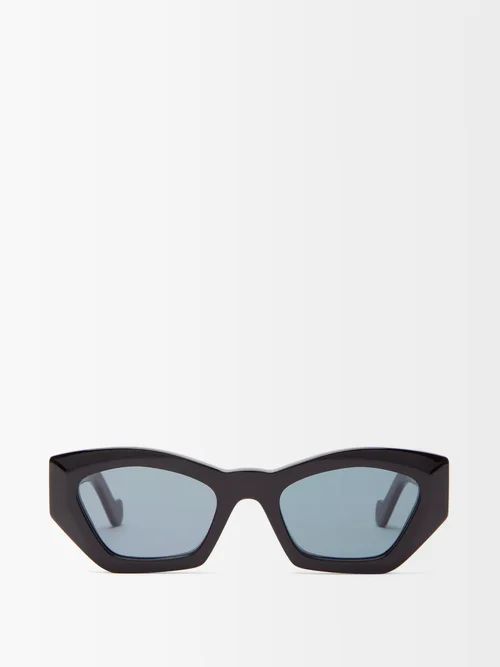 Loewe - Geometric Cat-eye Acetate Sunglasses - Womens - Black | Matches (US)