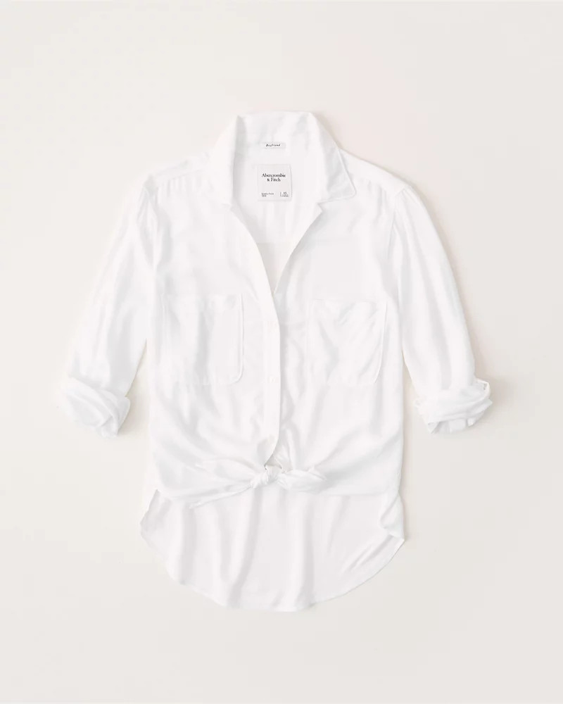 Long-Sleeve Tie-Front Shirt | Abercrombie & Fitch US & UK