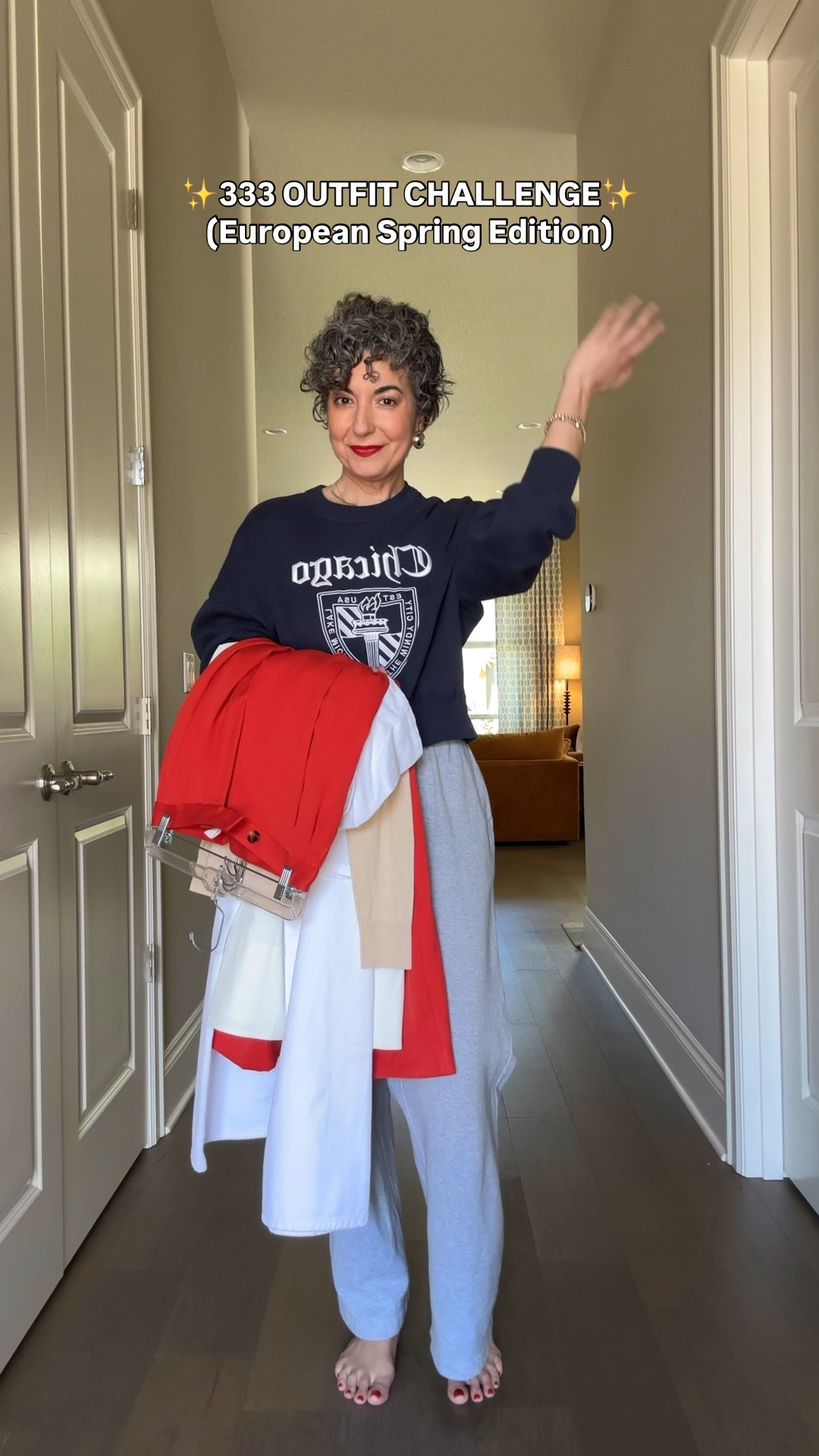 333 Outfit Challenge (3 Tops, 3 Bottoms and 3 Shoes - plus a bag, belt, scarf, and white tee - made 13 outfits! A great way to pack carry on only for Europe! 
.
Wearing a:
Jacket - small 
Graphic tee - medium 
White tee - largee
V-neck sweater - medium 
Red trousers - 4 
White Jeans - 6 
Skirt - small 


#LTKootd #LTKTravel