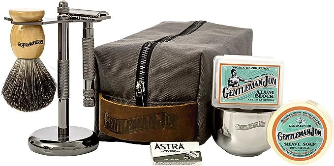 Gentleman Jon Deluxe Wet Shave Kit | Includes 8 Items: Safety Razor, Badger Hair Brush, Shave Sta... | Amazon (US)