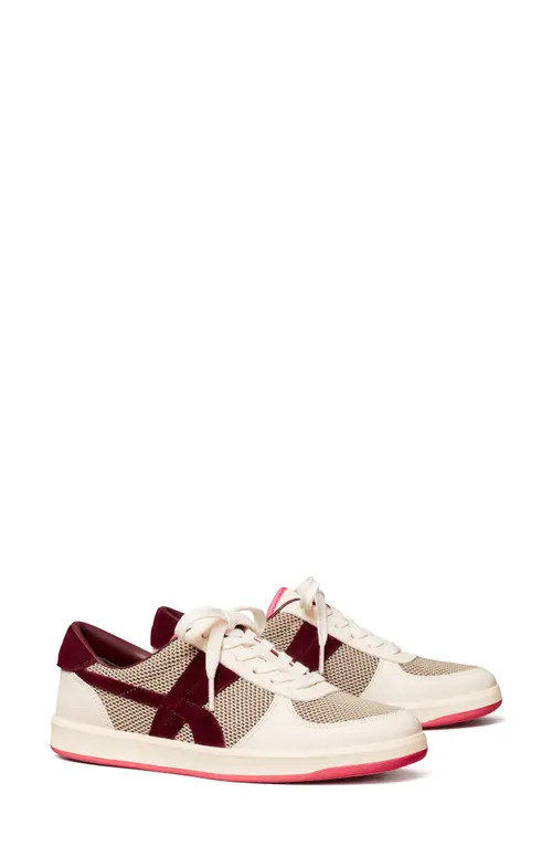Tory Burch Hank Court Sneaker in New Cream/Plum/Plum at Nordstrom, Size 5 | Nordstrom