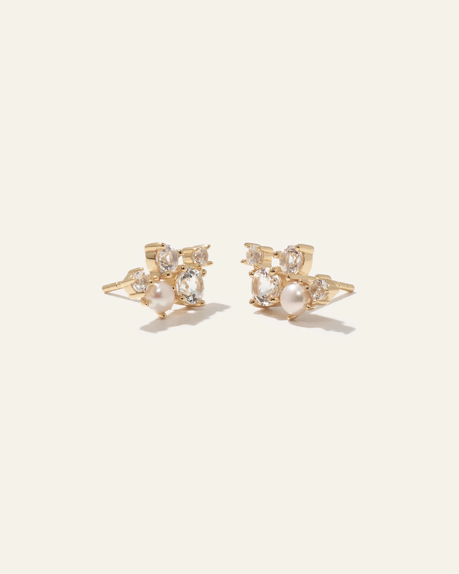 Mini Topaz Pearl Sparkle Climber Earrings | Quince
