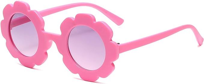 JieJieko Kids Round Flower Sunglasses Girl flower Shaped Sunglasses Cute Kids Eyewear for Pool Be... | Amazon (US)