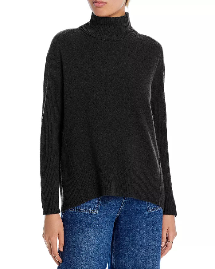 Turtleneck Ribbed Panel Cashmere Sweater - 100% Exclusive | Bloomingdale's (US)
