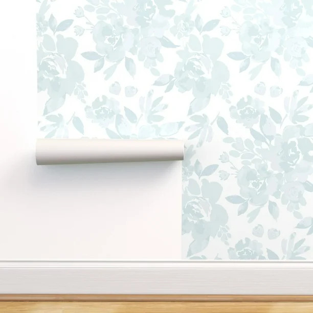 Peel-and-Stick Removable Wallpaper Floral Blue White Vintage Home Farmhouse | Walmart (US)