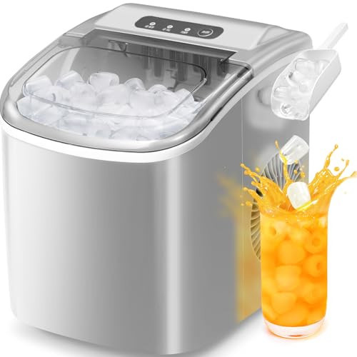 Antarctic Star Countertop Ice Maker，Portable Ice Makers with Self-Cleaning, Bullet Ice Machine, 26Lbs/24H, 9 Ice Cubes Ready in 6 Mins for Kitchen Bar Party RV, Grey | Amazon (US)