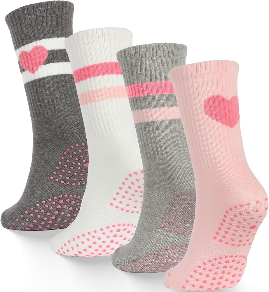 Pilates Socks with Grips for Women - Cute Non Slip Yoga Socks with Grippers on Bottom, Grippy & N... | Amazon (US)