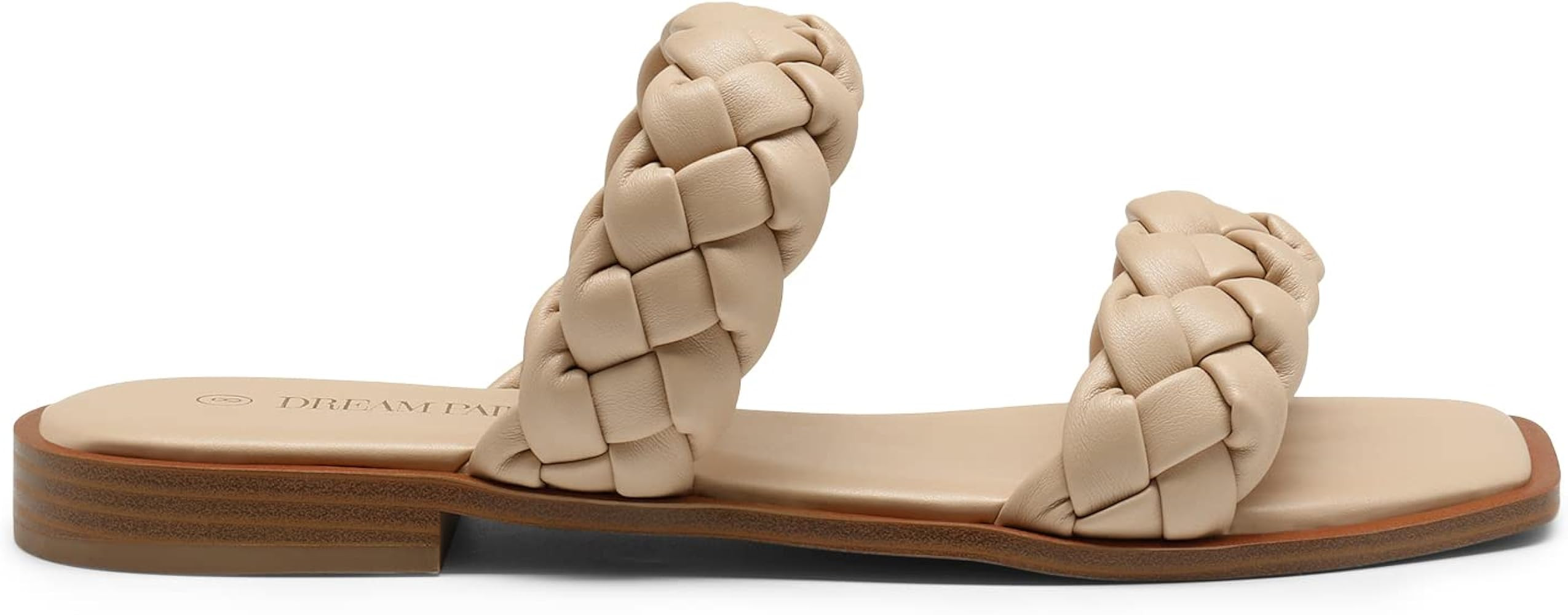 DREAM PAIRS Women's Square Open Toe Slide Sandals Cute Slip on Braided Strap Summer Flat Sandals | Amazon (CA)