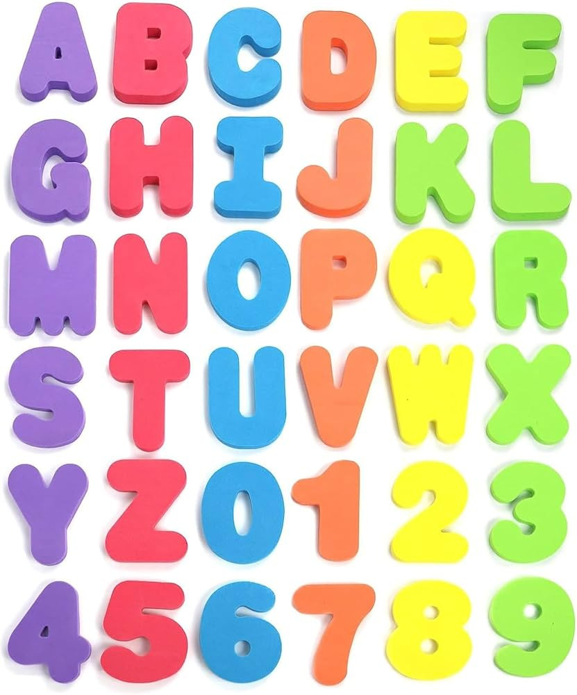Click N\u2019 Play 36 Piece Play Set of Bath Foam Letters & Numbers with Mesh Bag Organizer, Non ... | Amazon (US)