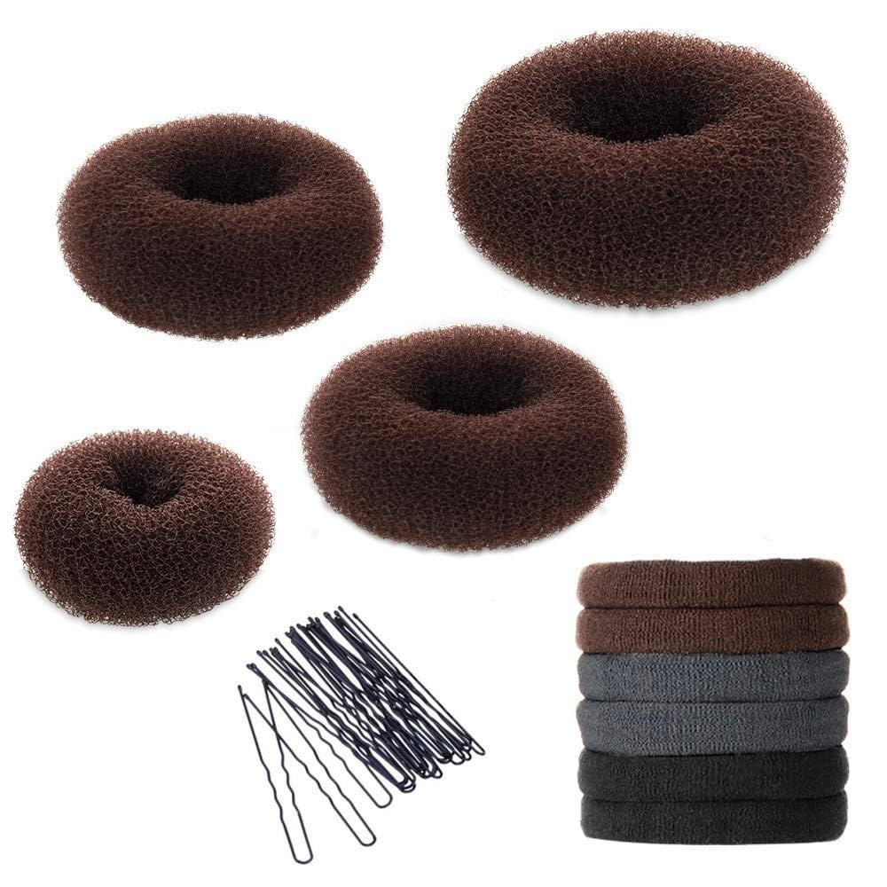 YaFex Hair Bun Maker Kit, Donut Bun Maker 4 Pieces (Large, Medium and Small), 6 Pieces Elastic Ha... | Amazon (US)