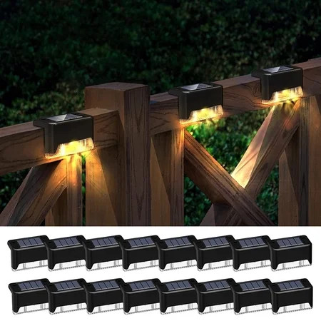 BEEPRINCESS Solar Deck Lights Outdoor, 16 Pack Solar Step Lights Waterproof LED Solar Lights for Outdoor Decks, Railing,Stairs, Step, Fence, Yard, and Patio Christmas Decoration Lights(Warm White) | Walmart (US)