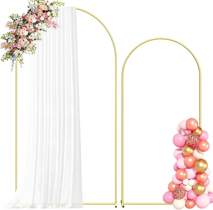 Metal Arch Backdrop Stand, 7.2FT+6FT Wedding Arch Frame, Balloon Arch Backdrop Stand Set of 2, Go... | Amazon (US)