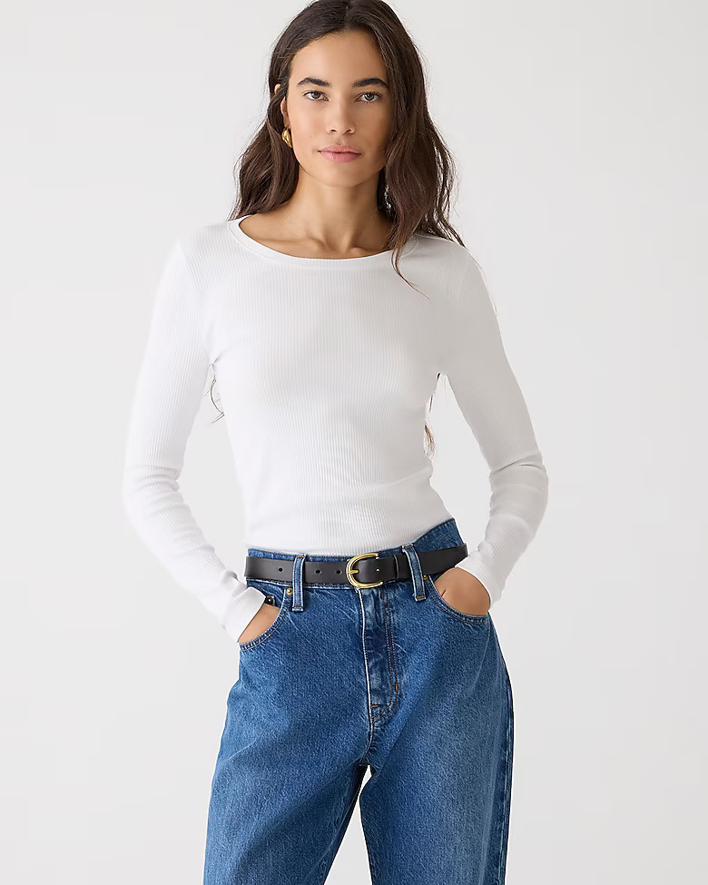 Long-sleeve crewneck T-shirt in vintage rib | J. Crew US
