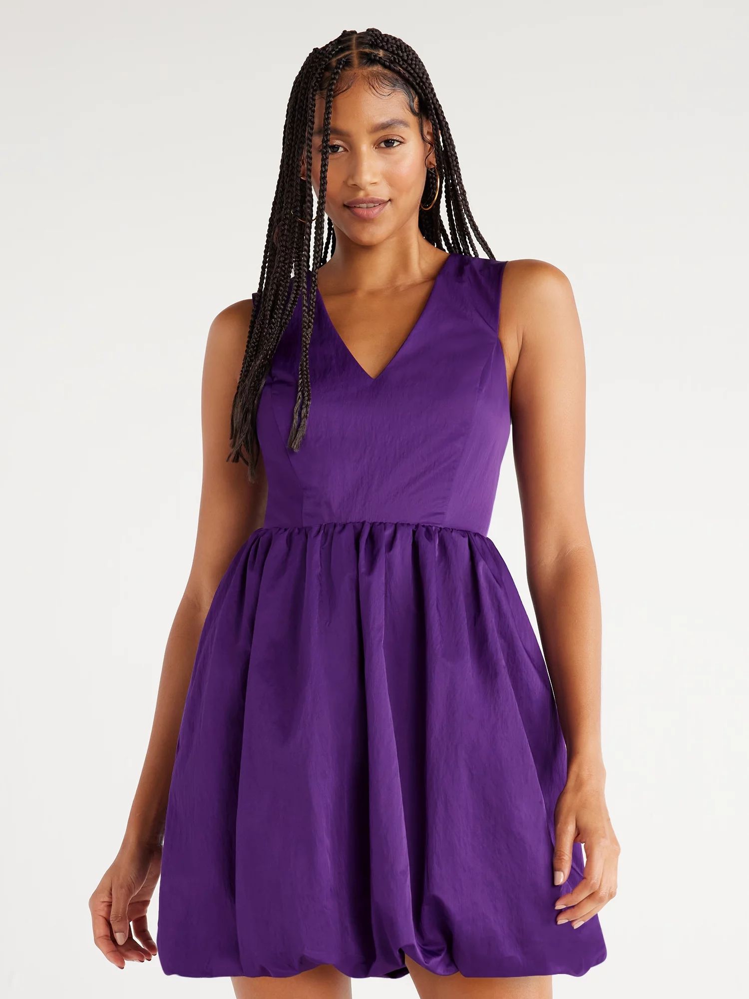 Scoop Women's Sleeveless V-Neck Balloon Mini Dress, Sizes XS-XXL - Walmart.com | Walmart (US)