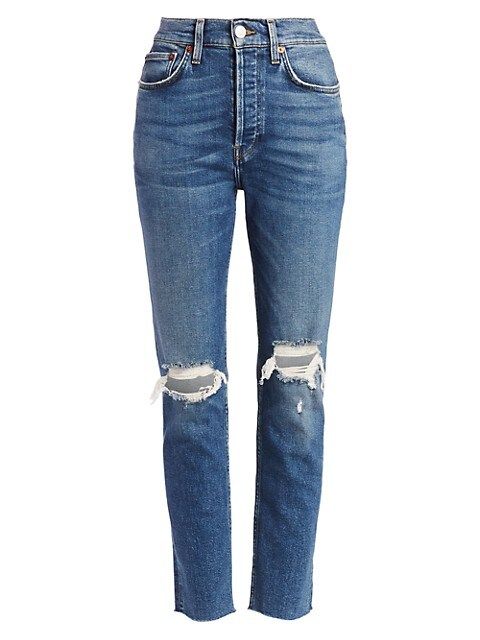 High-Rise Comfort Stretch Ripped Ankle Skinny Jeans | Saks Fifth Avenue