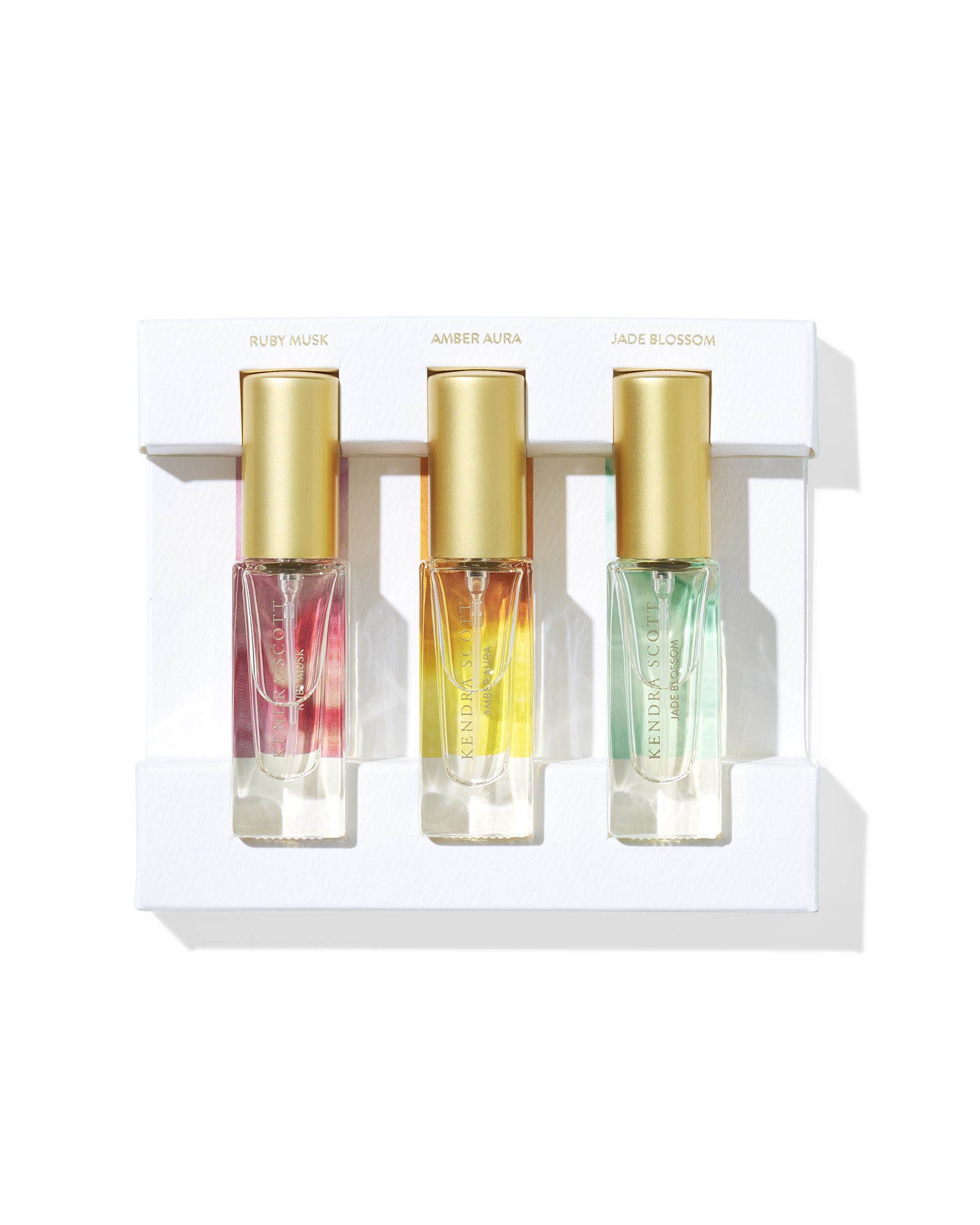 Mini Coffret Trio Stocking Stuffer in Jade Blossom, Ruby Musk, and Amber Aura | Kendra Scott
