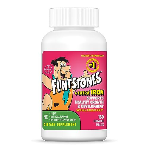 Flintstones Vitamins Chewable Kids Multivitamin with + Extra Iron for Toddler & Kid with Vitamin C, D, Vitamin B12, 160 Count (Packaging Will Vary) | Amazon (US)