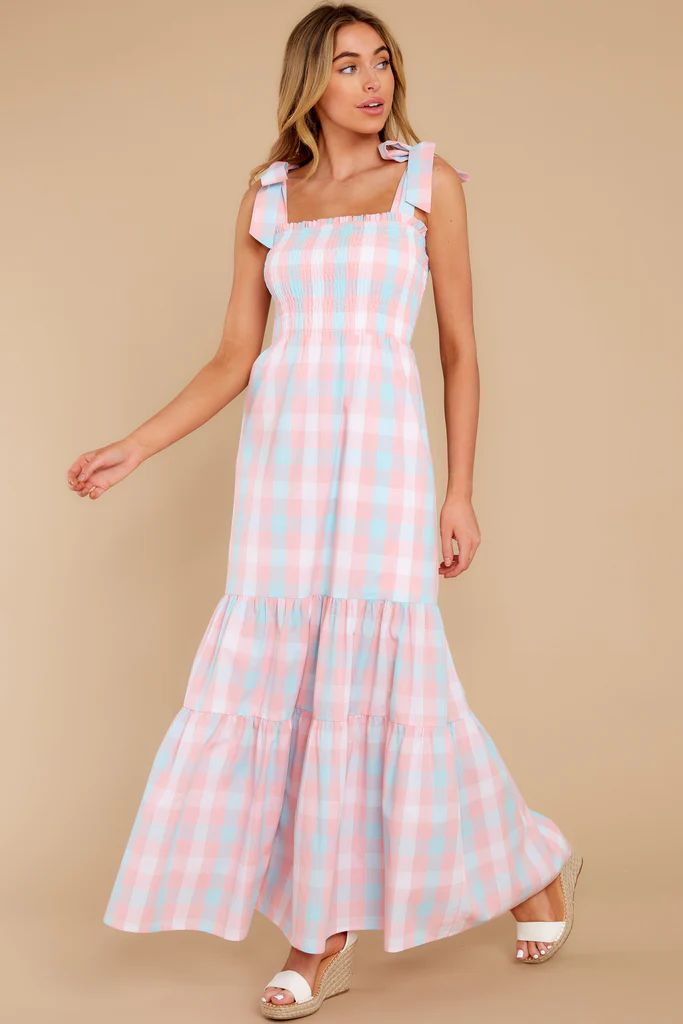 Fade Into You Pink Multi Gingham Maxi Dress | Red Dress 