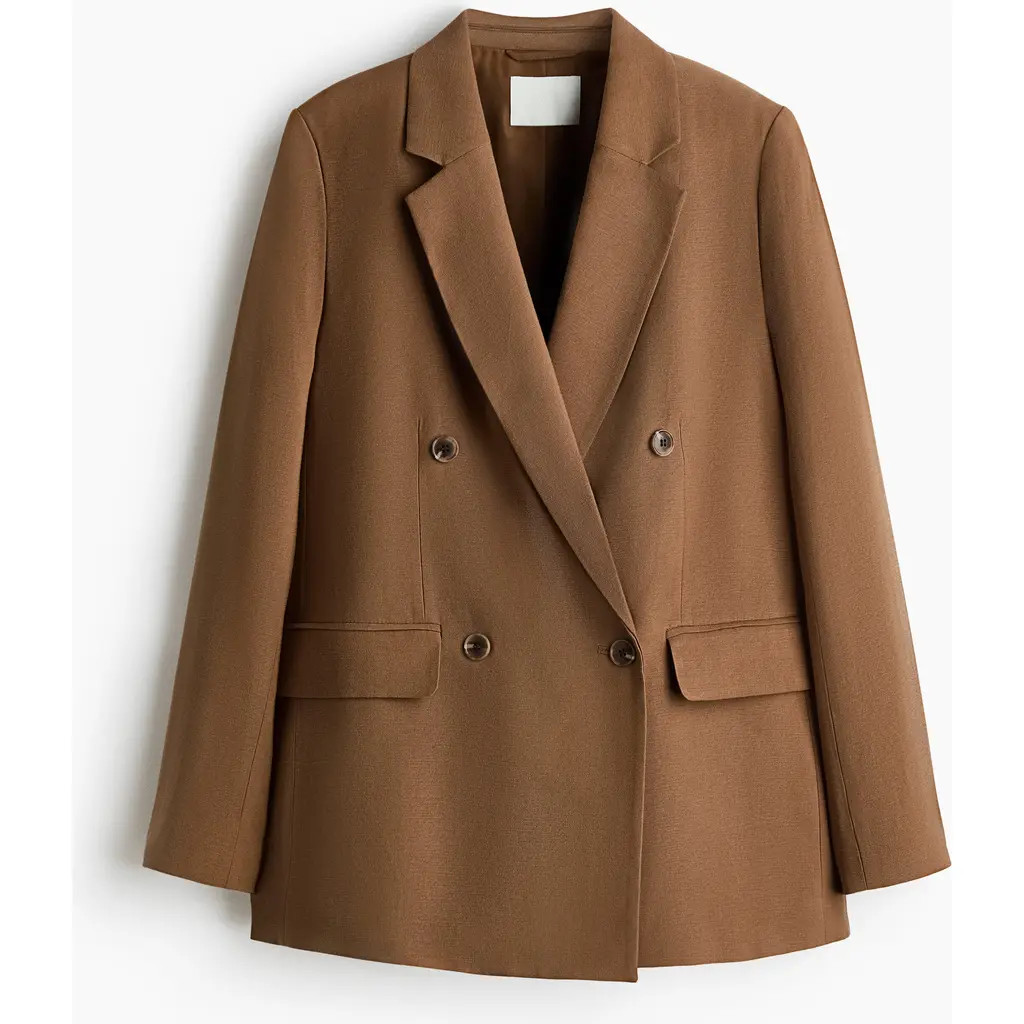 H&M Double-breasted Blazer in Brown at Nordstrom, Size Large | Nordstrom