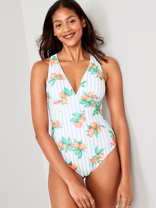 Matching V-Neck One-Piece Swimsuit for Women | Old Navy (US)