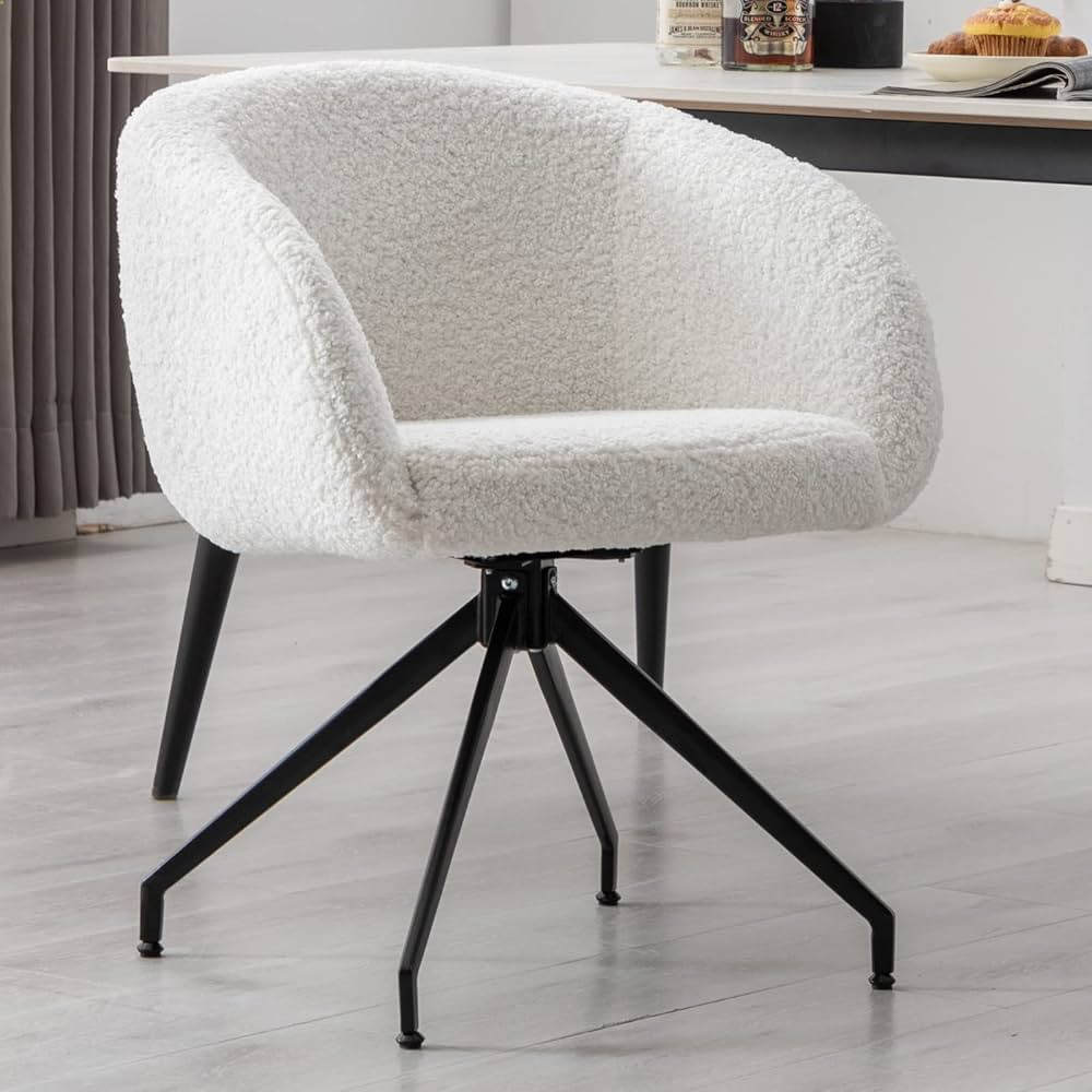 Ya-Home Modern Swivel Dining Chair, Contemporary Sherpa Upholstered Side Chair Armchair Vanity Ch... | Amazon (US)