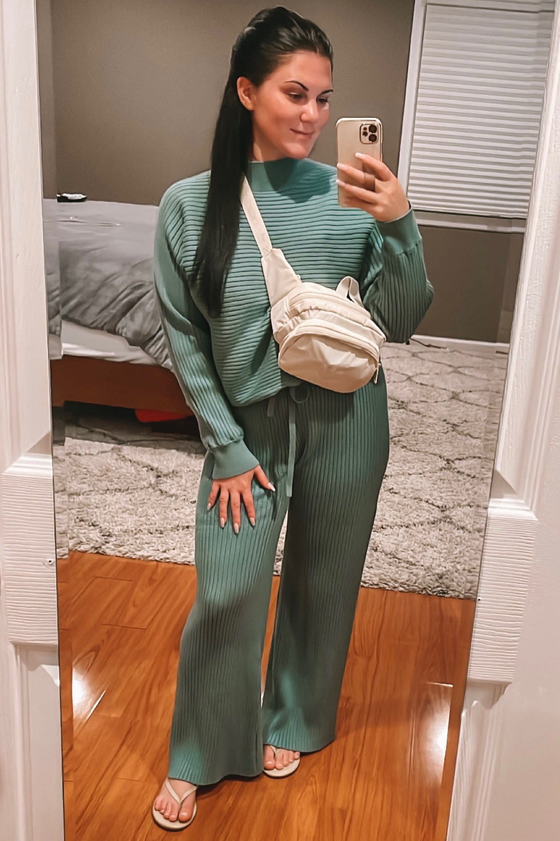 Cozy airport outfit! This set is a great Lounge wear set and great to wear if your taking an overnight flight. It’s SO soft. The pants shrink if you dry them so if you’re short they’ll fit perfect after you do. Also love this bag for walks and traveling! 

#LTKtravel #LTKFind #LTKstyletip