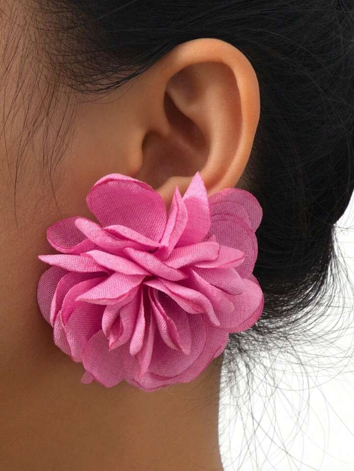 1pair Fashionable Vintage 3d Cloth Rose Shaped Burnished Edge Ear Studs, Ideal As Wedding Gift | SHEIN