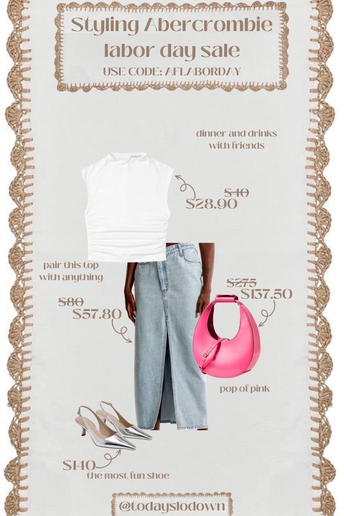Are y’all feeling the denim skirt trend? I think I like it… I love a neutral base combined with pops of fun accessories! The Abercrombie sale is amaaaaazing! 

#streetstyle #europeanstreetstyle #denimskirt #trendingskirt #metallics #silvershoes #slingback #staud #pinkpurse #basics 



#LTKU #LTKFind #LTKsalealert