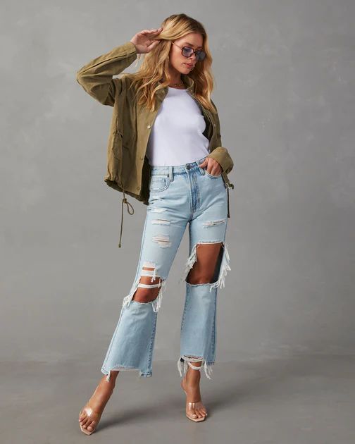 Canyon High Rise Distressed Crop Flare Denim | VICI Collection