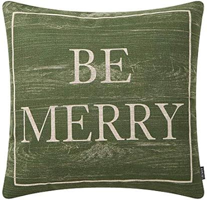 TRENDIN Xmas Pillow Cover 20 x 20 Inch for Farmhouse Christmas Decor Cotton Linen Vintage Green B... | Amazon (US)