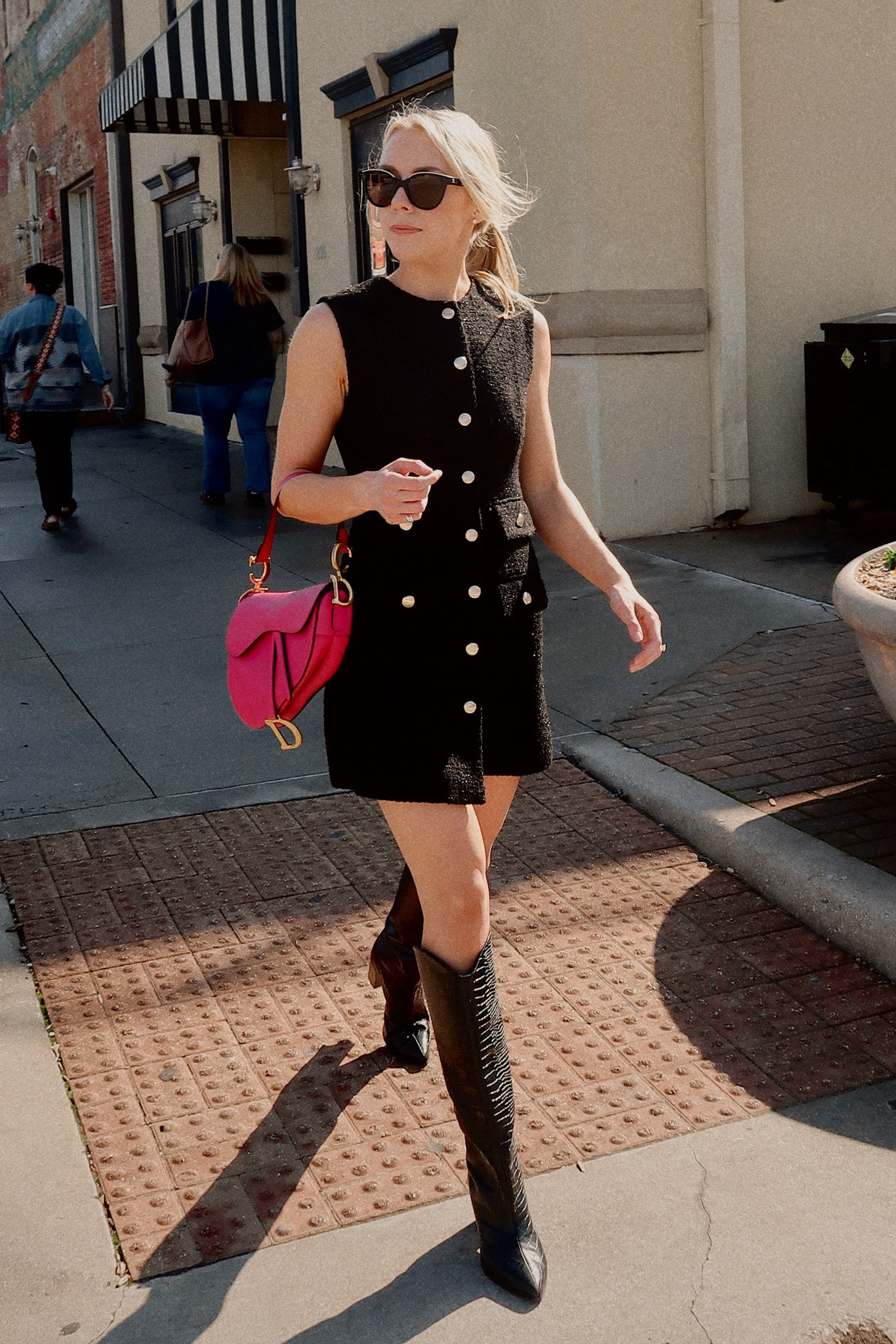 Black tweed dress? Heck yes please!! 

Wearing a size 2 and fit is perfect and not too tight 