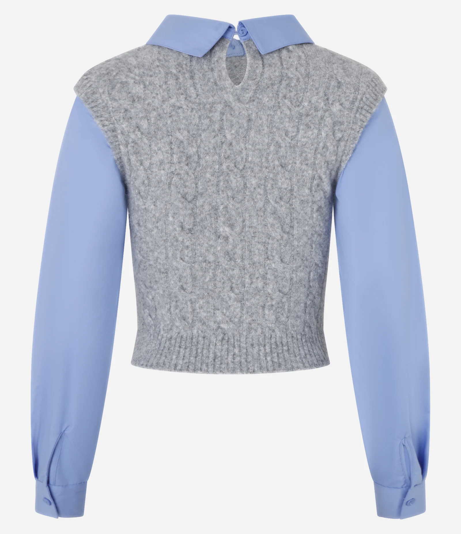 Camisa com Colete em Tricô com Textura Cinza/Azul - Lojas Renner | Renner (BR)