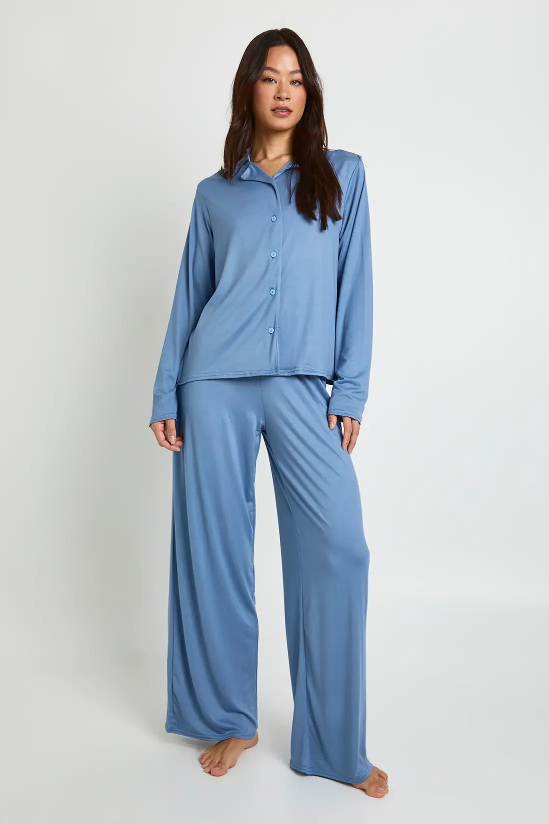 Tall Long Sleeve Shirt & Trousers Pyjama Set | boohoo (US & Canada)