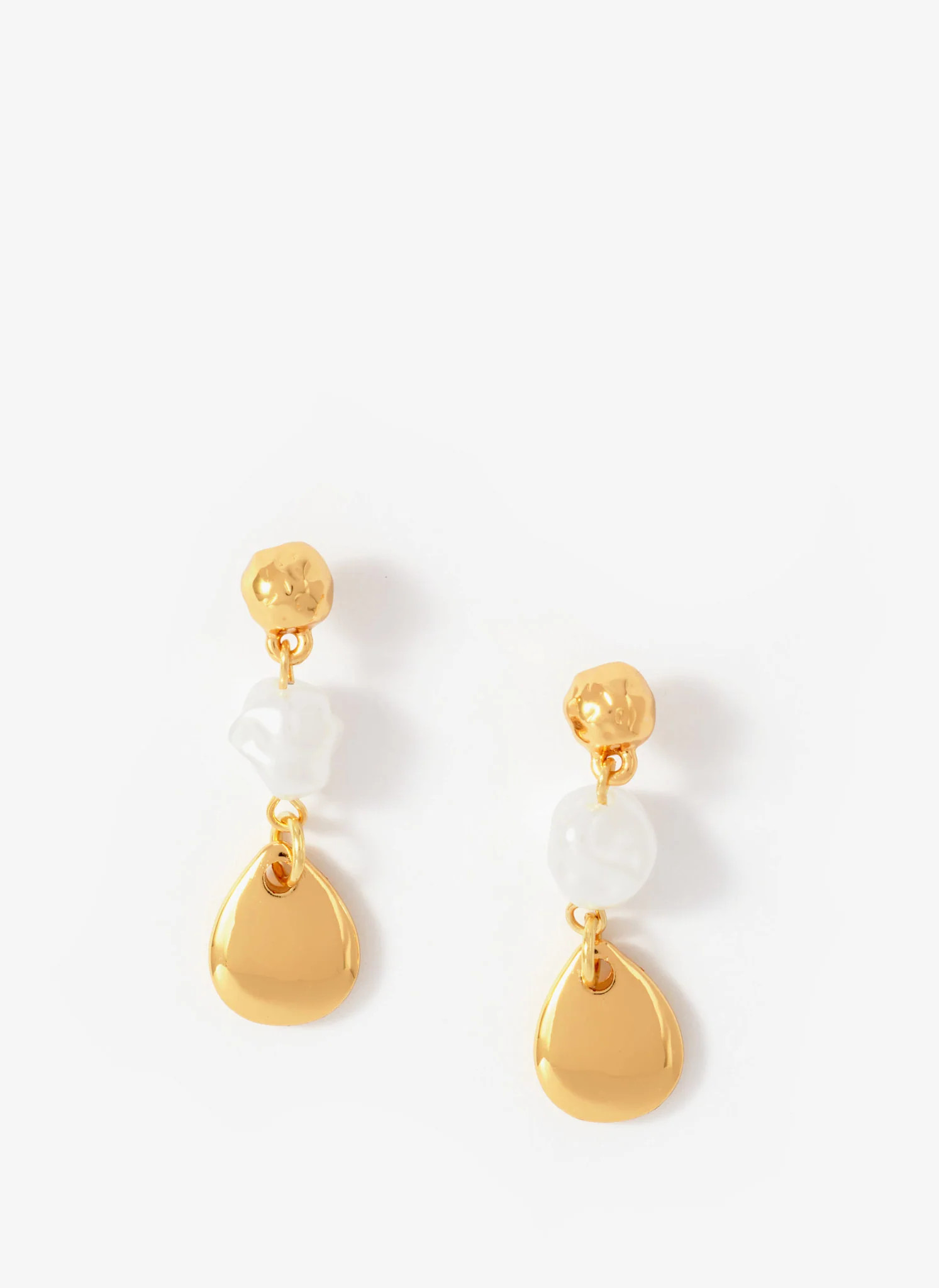 Gold Tone Pearl Drop Earrings | Mint Velvet