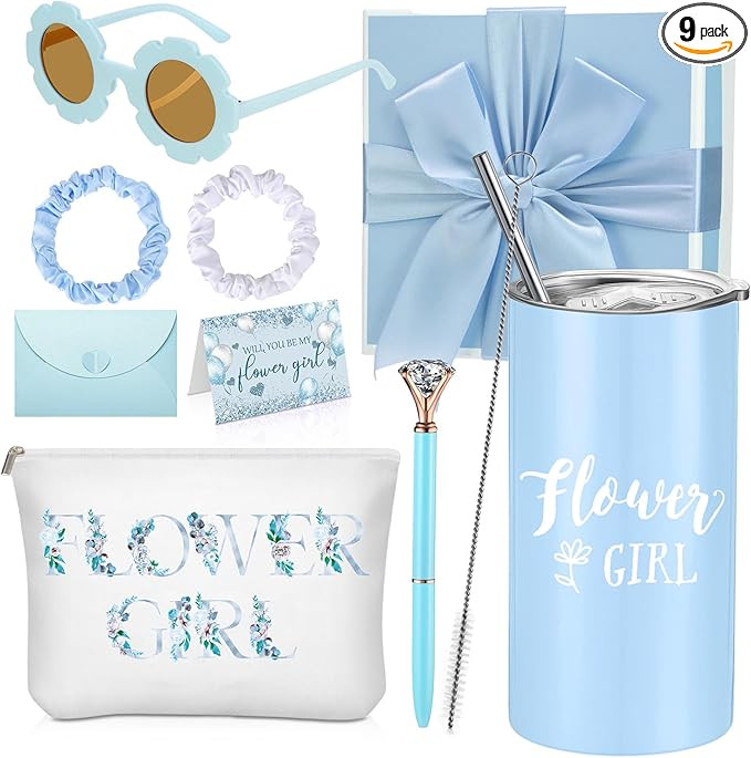 Sieral 9 Pcs Flower Girl Proposal Gifts Set Personalized Flower Girl Tumbler with Straw Bride Gif... | Amazon (US)