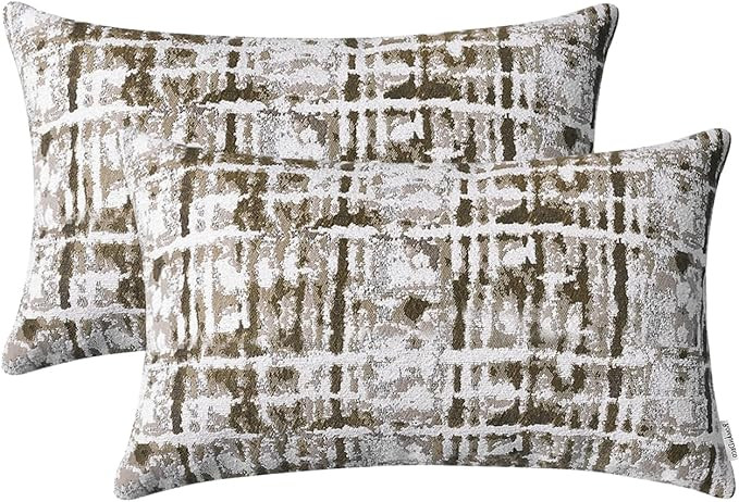 Jacquard Decorative Throw Pillow Covers for Couch Set of 2, 12x20 Inches, Brown | Amazon (US)