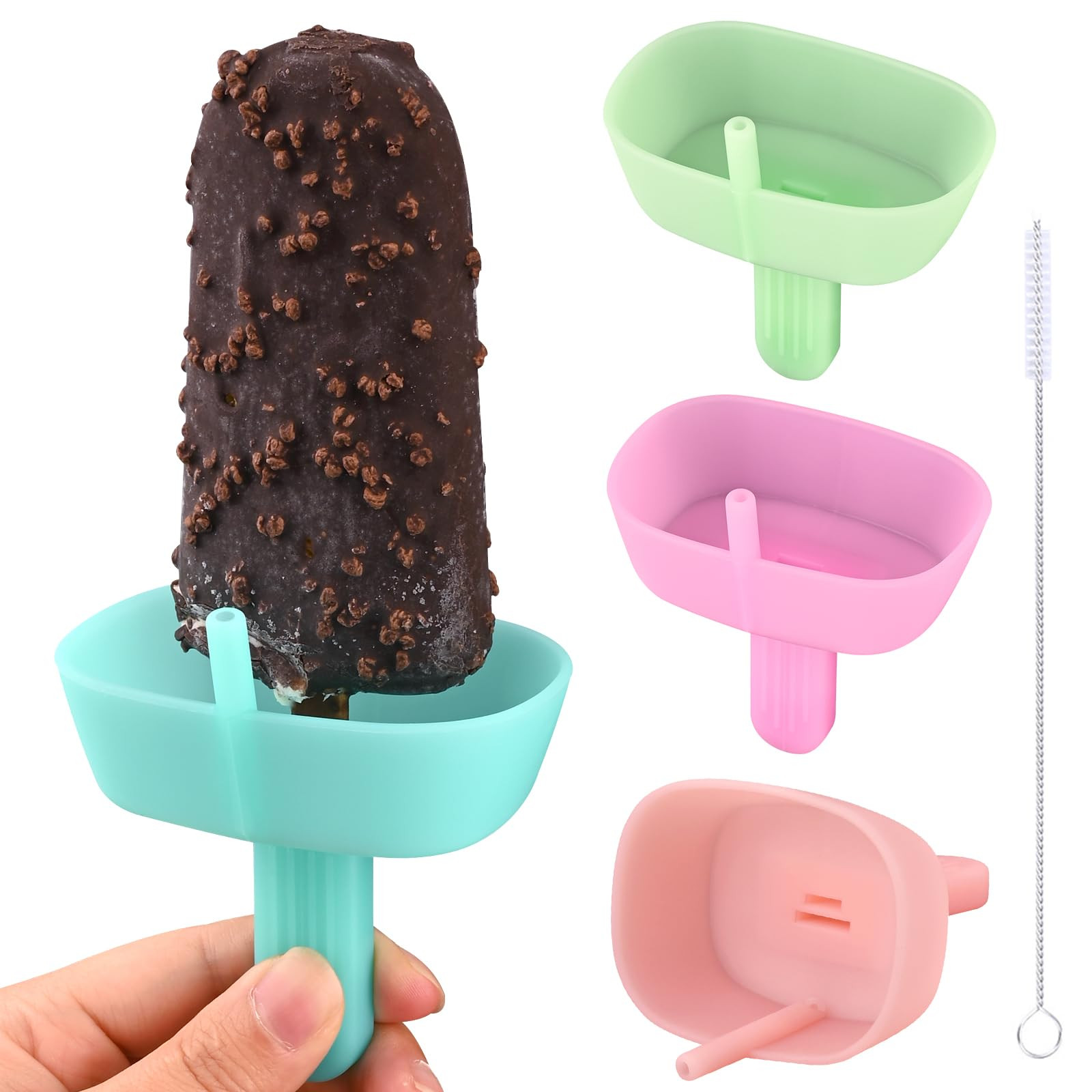 WMKGG Silicone Popsicle Holders for Kids, 4 Pack Reusable Drip-Free Ice Pop Stick Holder with Str... | Amazon (US)