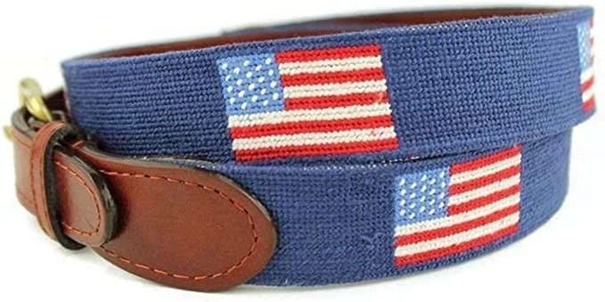 American Flag Needlepoint Belt in Navy by Smathers & Branson | Amazon (US)