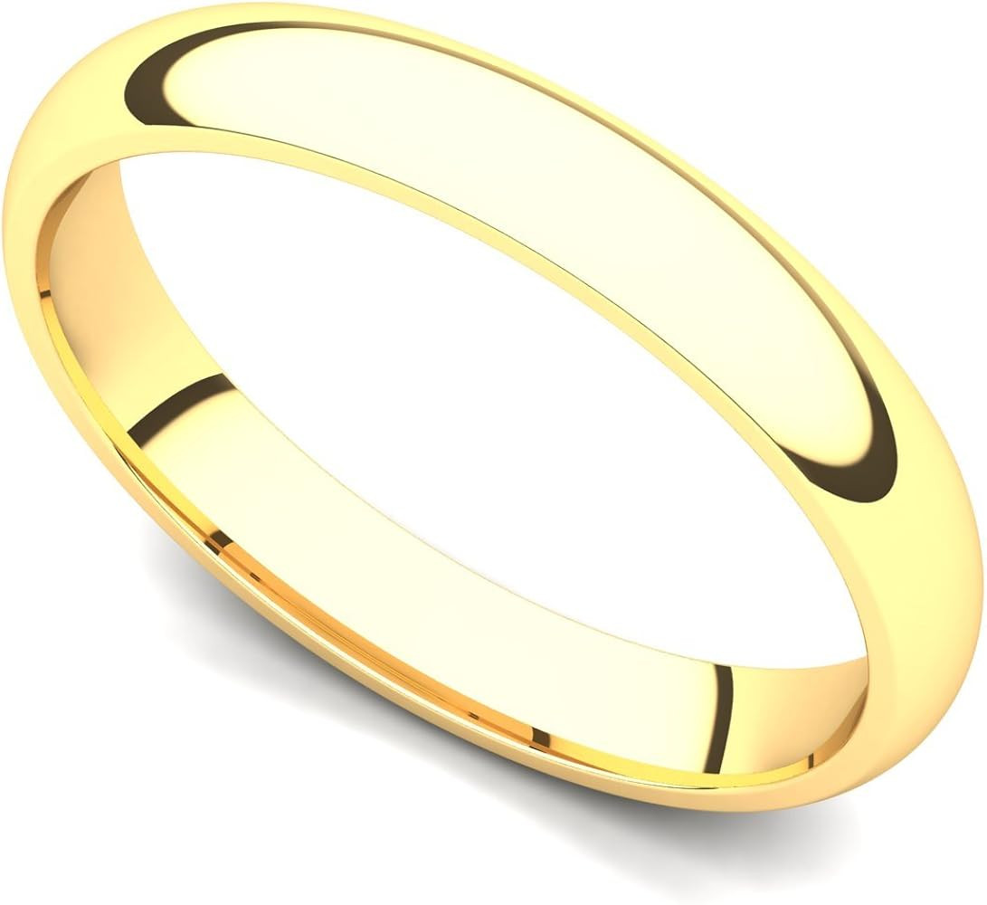 14k Yellow Gold 3mm Classic Plain Comfort Fit Wedding Band Ring | Amazon (US)