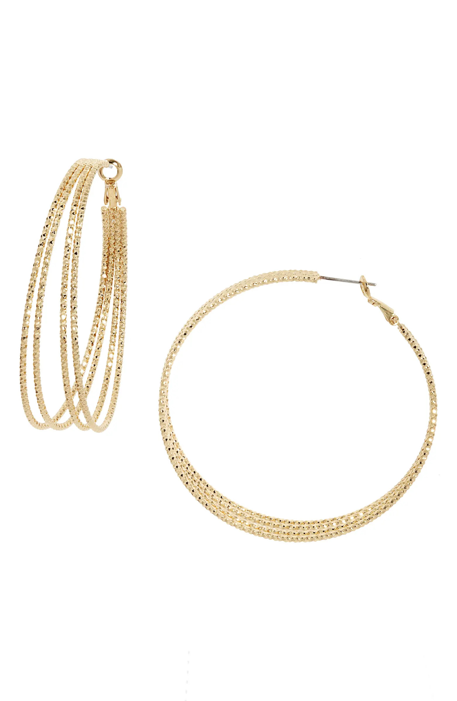 Diamond Cut Layered Hoop Earrings | Nordstrom