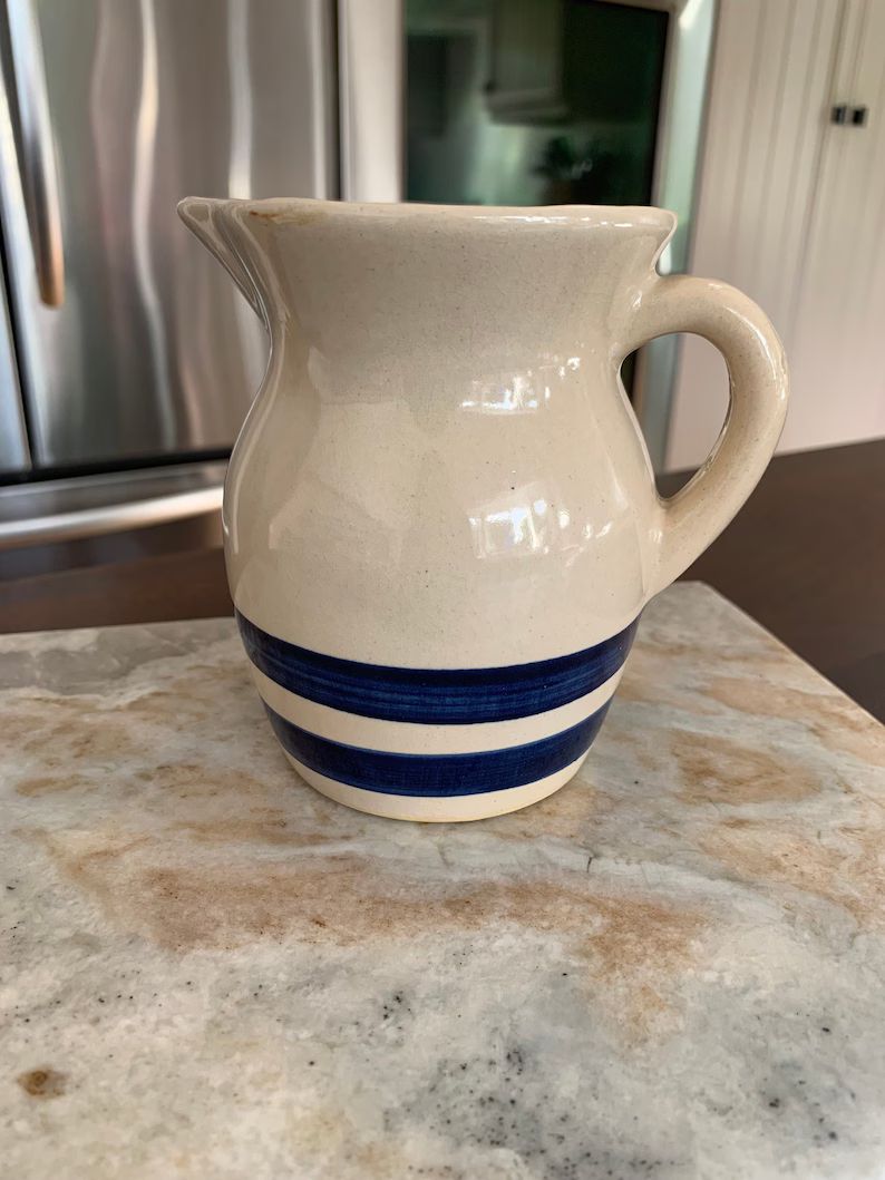 Vintage Blue Striped Pitcher or Creamer- Roseville Ohio Pottery - Stoneware - 303-G RRP USA | Etsy (US)