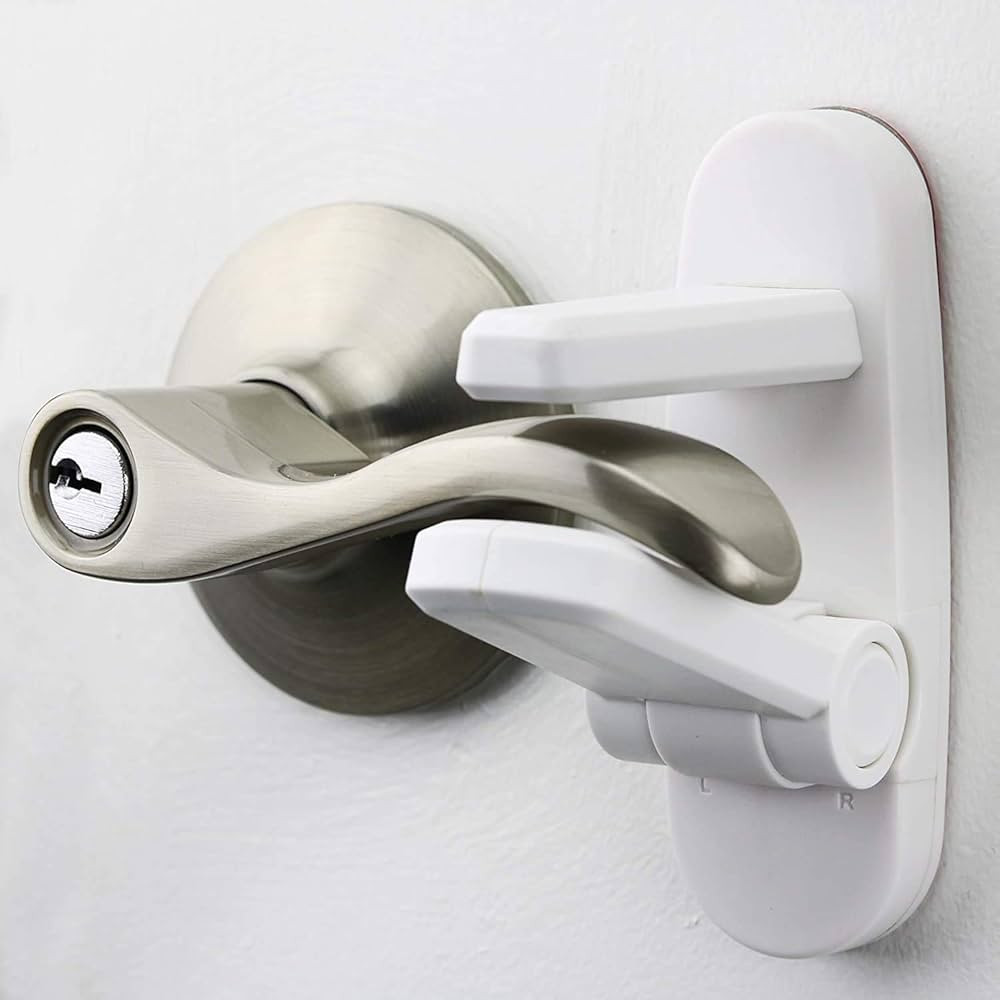 Improved Childproof Door Lever Lock (2 Pack) Prevents Toddlers From Opening Doors. Easy One Hand ... | Amazon (US)