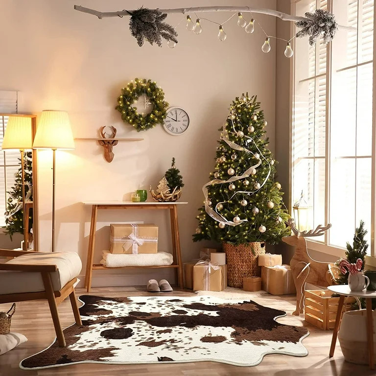 Softlife Luxury Faux Cowhide Rug Cow Rugs For Living Room Bedrooms Soft Animal Print Carpet,4.6'x... | Walmart (US)