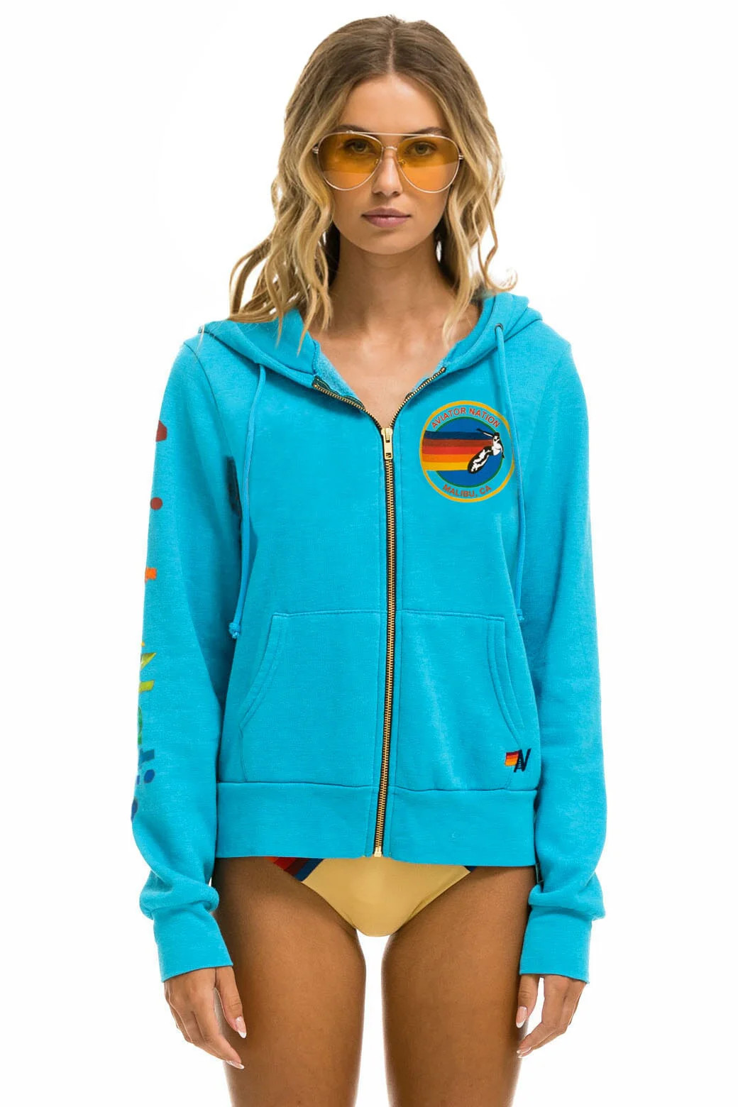 AVIATOR NATION BU ZIP HOODIE - NEON BLUE | Aviator Nation