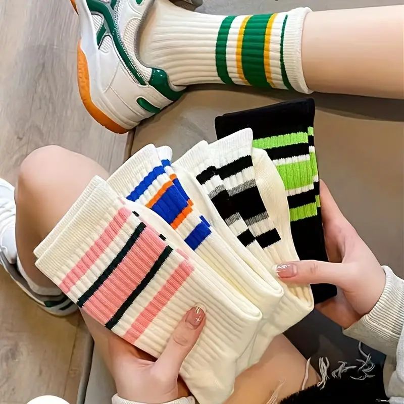 Colorblock Striped Socks Comfy Breathable match Socks - Temu | Temu Affiliate Program