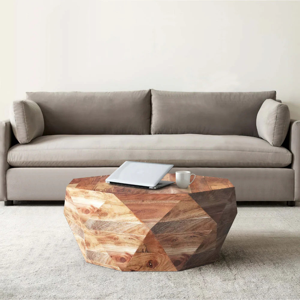 33 Inch Diamond Shape Acacia Wood Coffee Table With Smooth Top, Natural Brown | Shop Simon