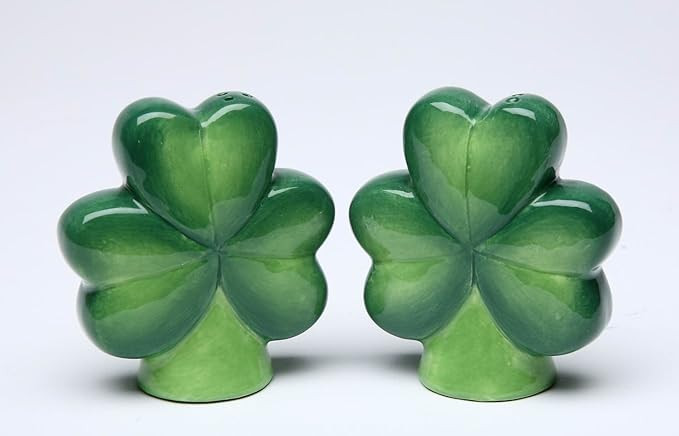 MHC Fine Ceramic Clover Leaves Shamrock Salt and Pepper Shakers Set, 2-3/4" H | Amazon (US)