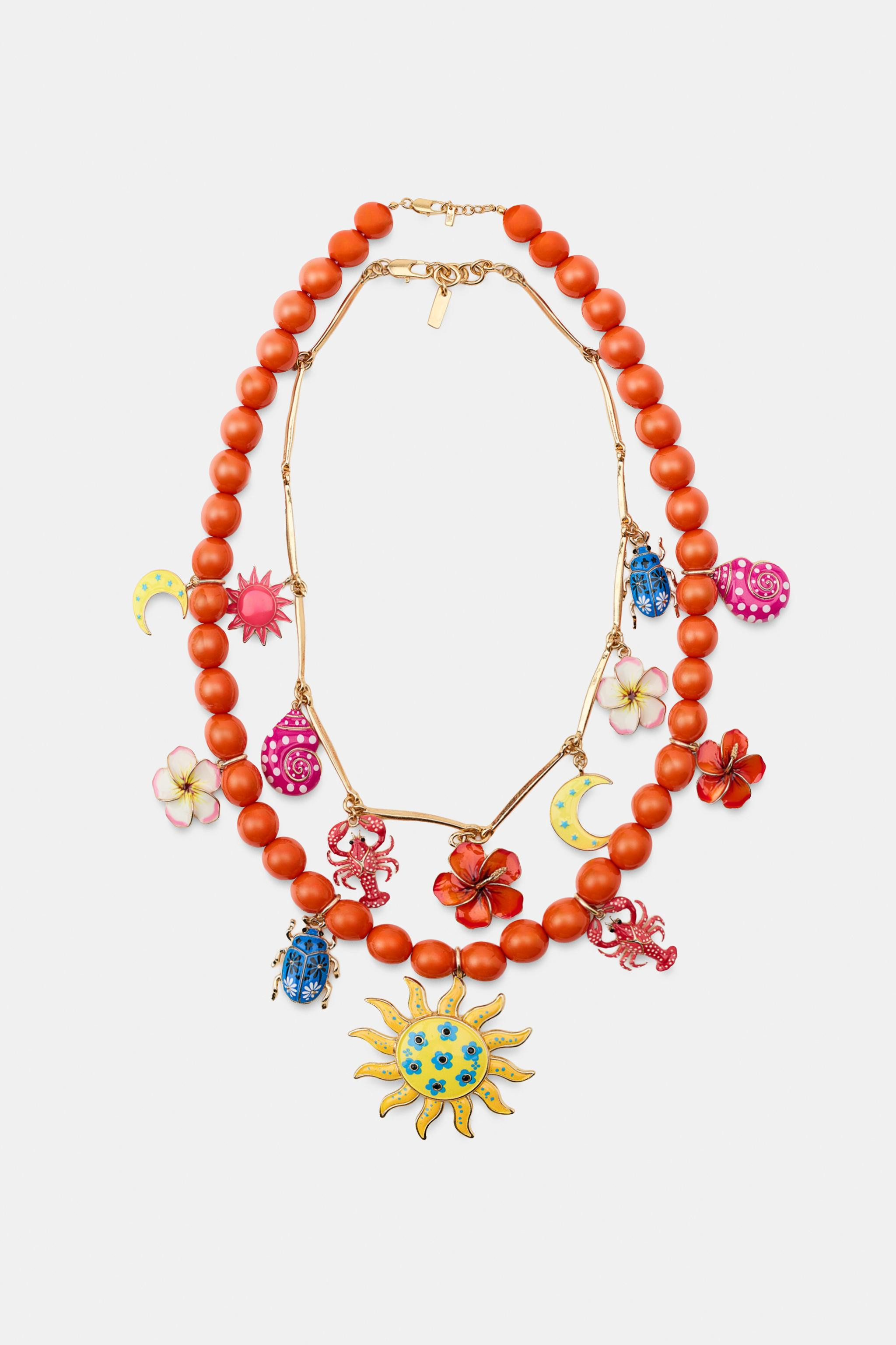 PACK OF 2 NECKLACES WITH BALLS AND SUN LOBSTER CHARMS | Zara US