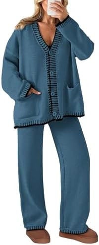 PRETTYGARDEN Lounge Sets for Women Fall 2026 Loungewear 2 Piece Outfits Cardigan Sweaters Track S... | Amazon (US)