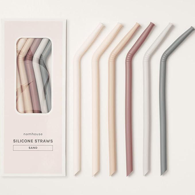 Silicone Straws - Reusable Drinking Straws w/Cleaning Brush - Long, Flexible and Bendy Straws For... | Amazon (US)